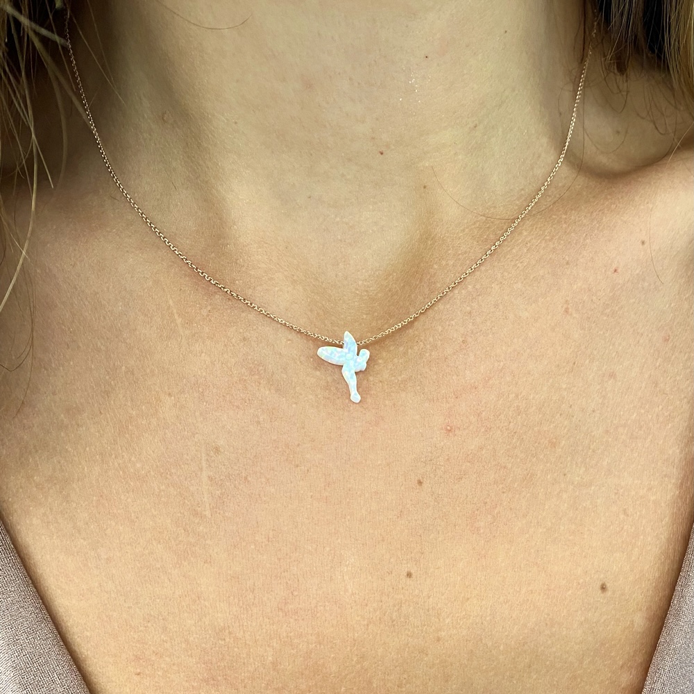 Колие от розово злато с опалена Фея