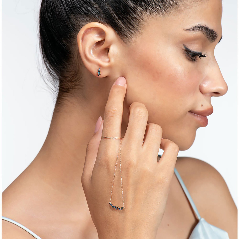 Златни обици с диаманти Blue Lagoon