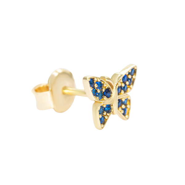 Обеци жълто злато със сини камъни Butterflies