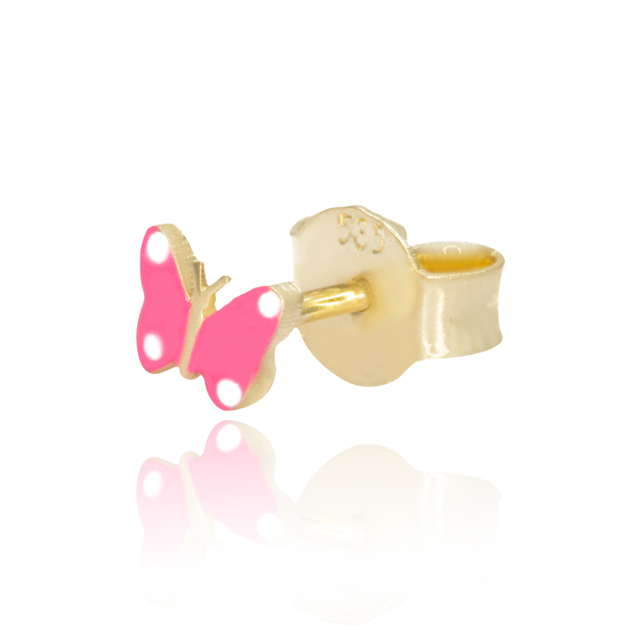 Обеци от жълто злато на винт с пеперуда Andji