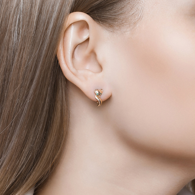 Детски обеци жълто злато Fox