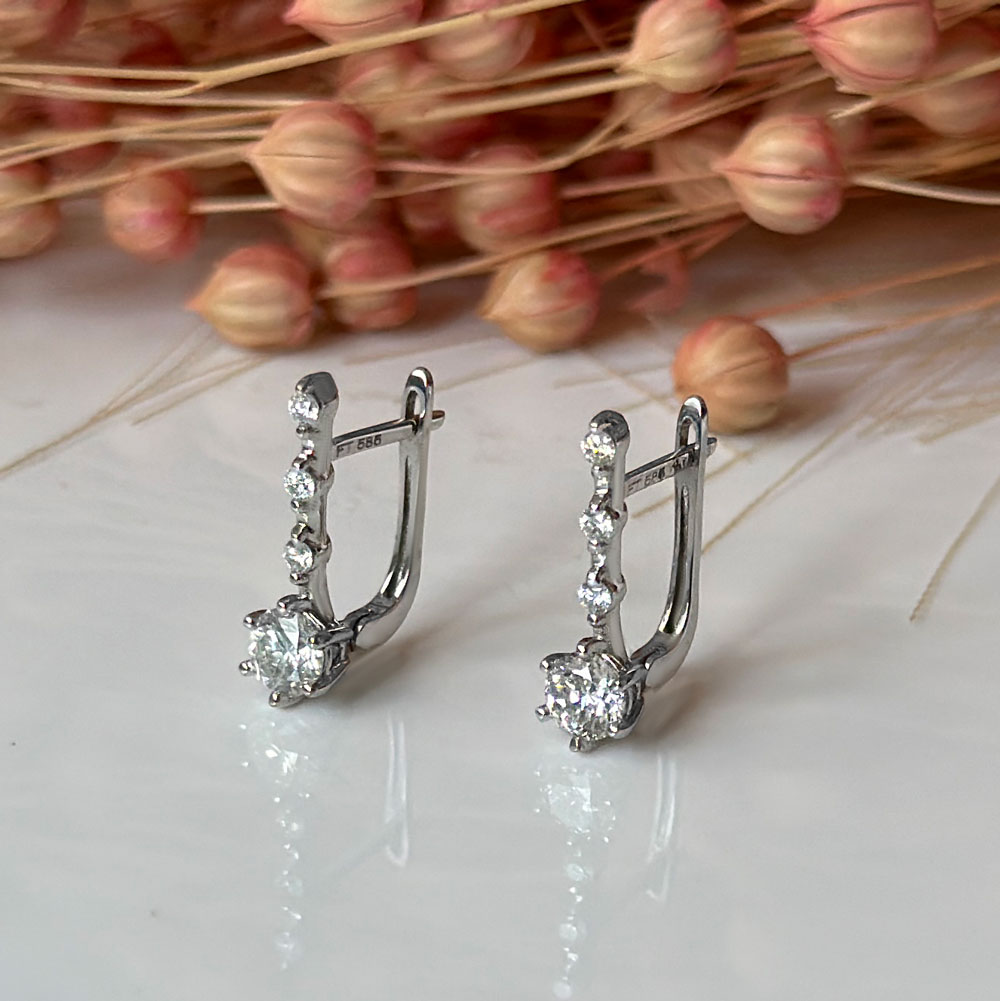 Диамантени обеци бяло злато Barbara