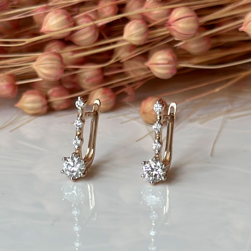 Диамантени обеци ророзо злато Barbara