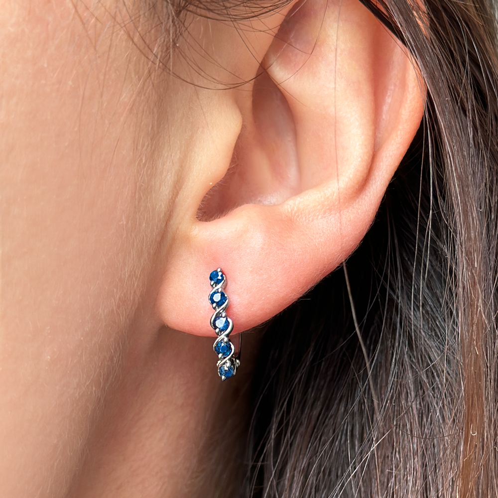 Обеци бяло злато със сапфир JANIZ