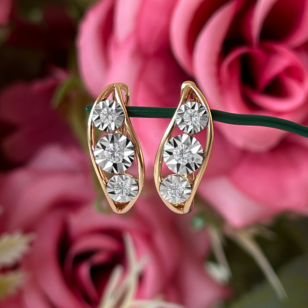 Обеци розово и бяло злато с диаманти NATALI