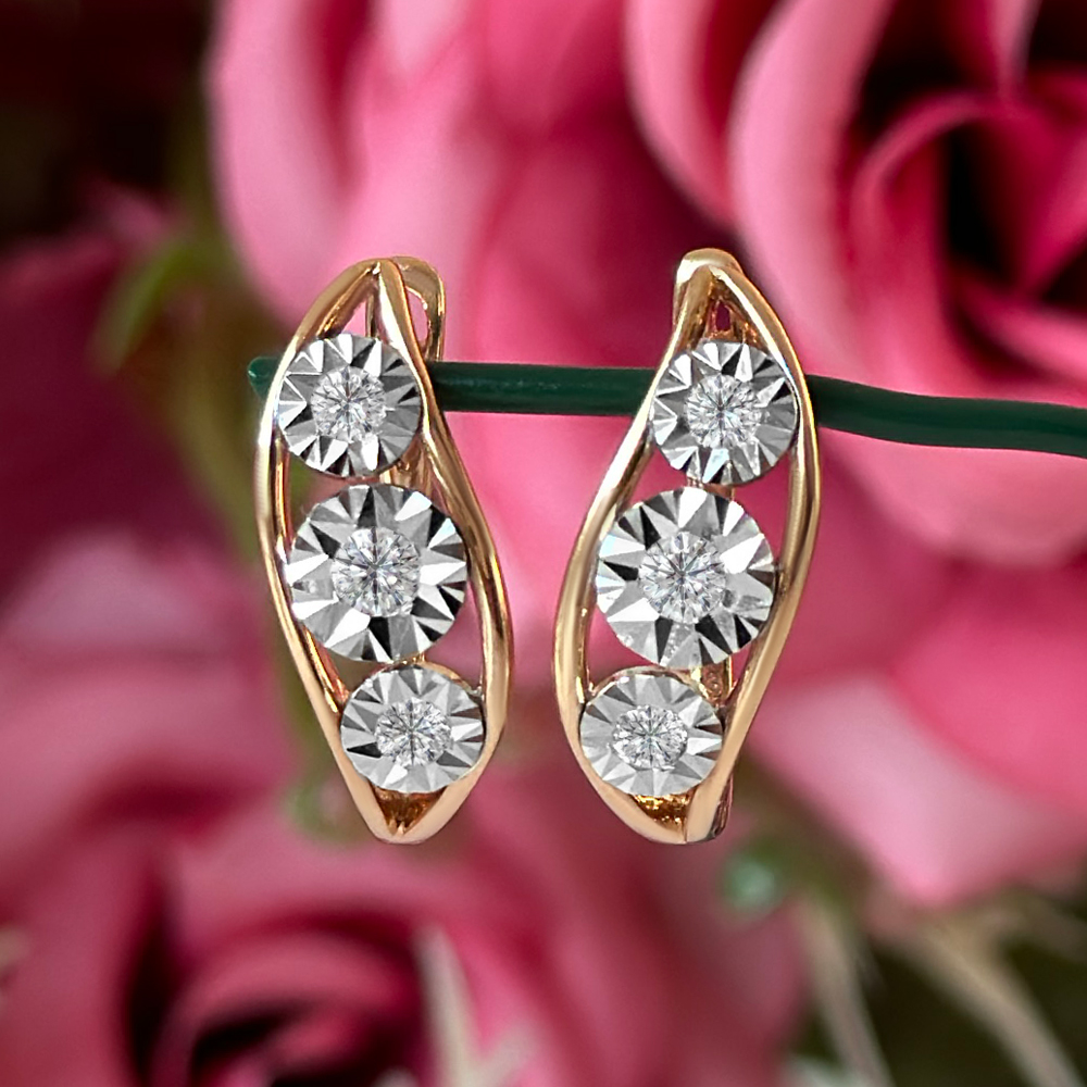 Обеци розово и бяло злато с диаманти NATALI