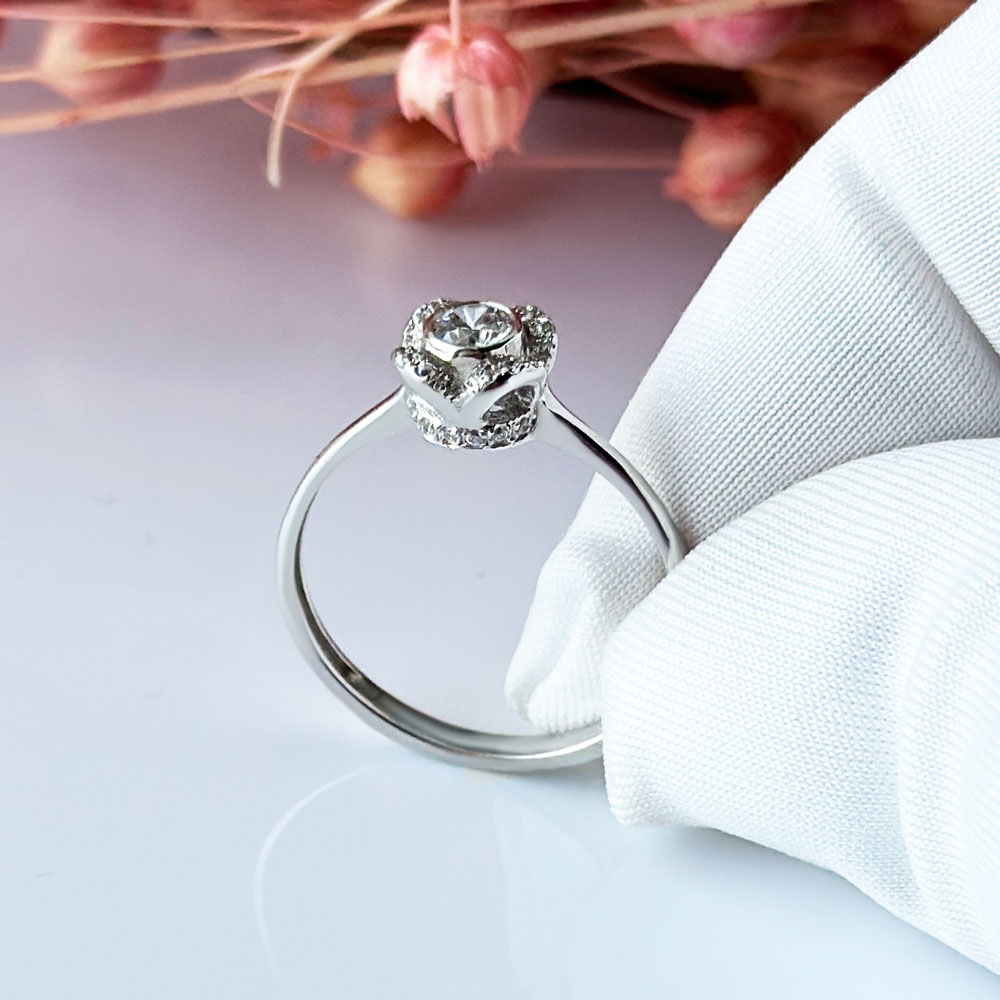 Годежен пръстен бяло злато Flower