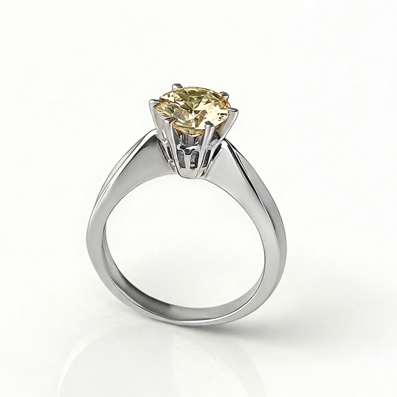 Годежен пръстен бяло злато с цитрин