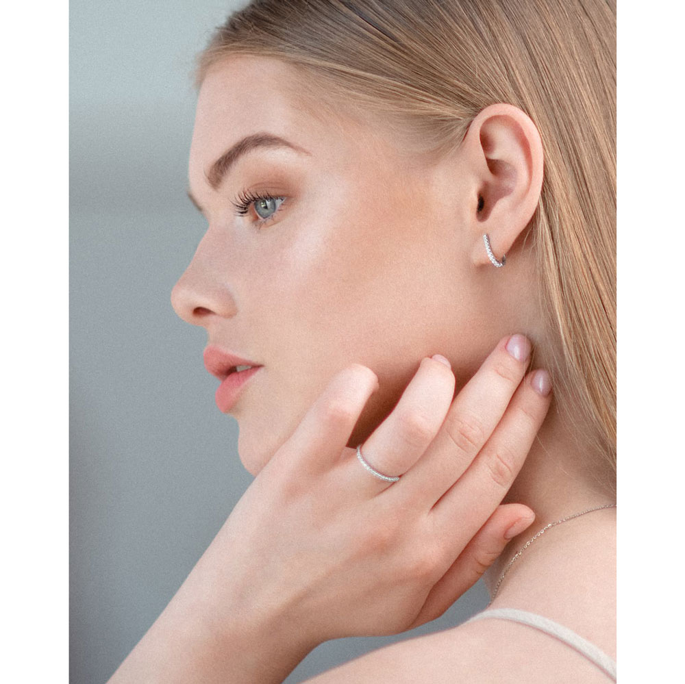 Диамантена халка бяло злато