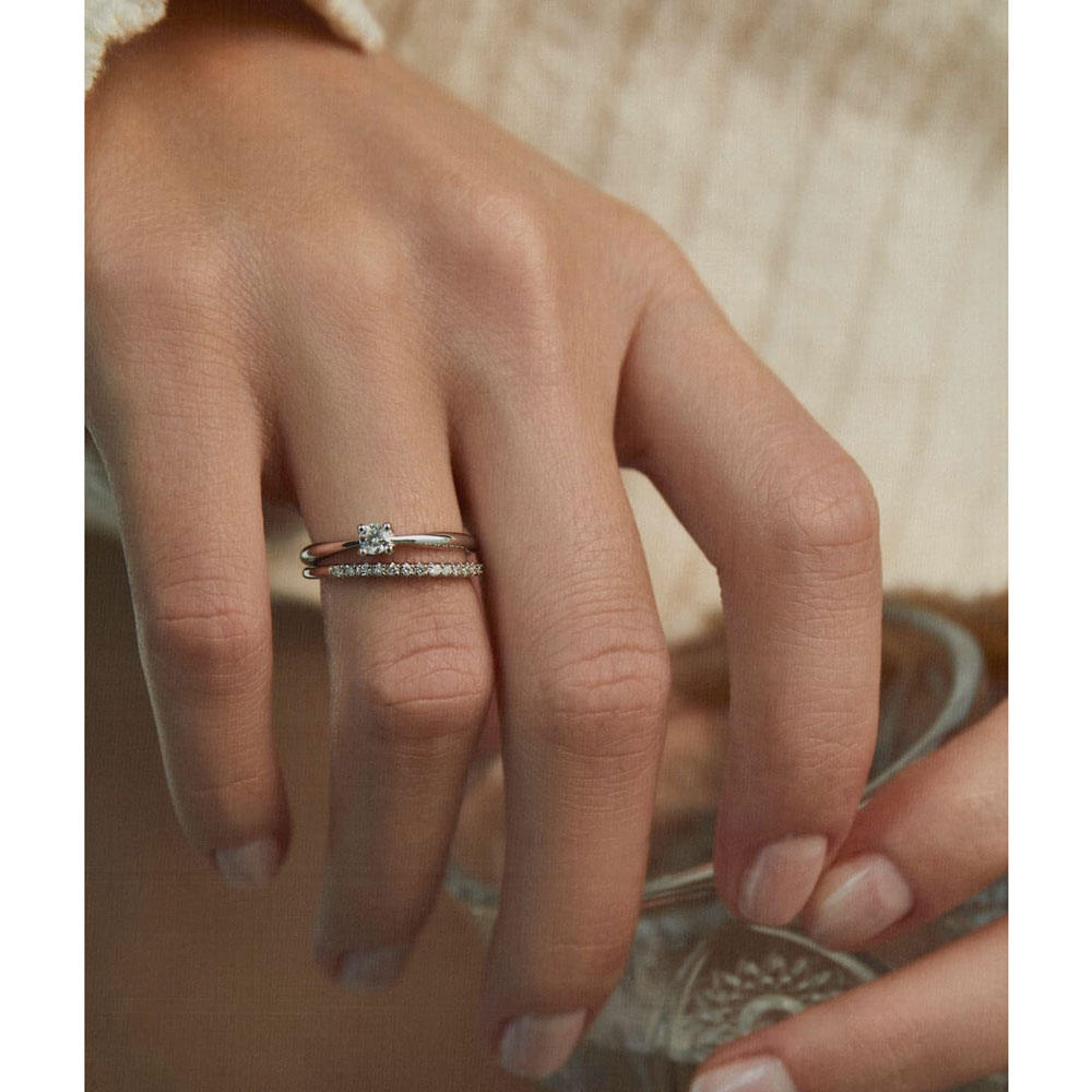 Диамантена халка бяло злато