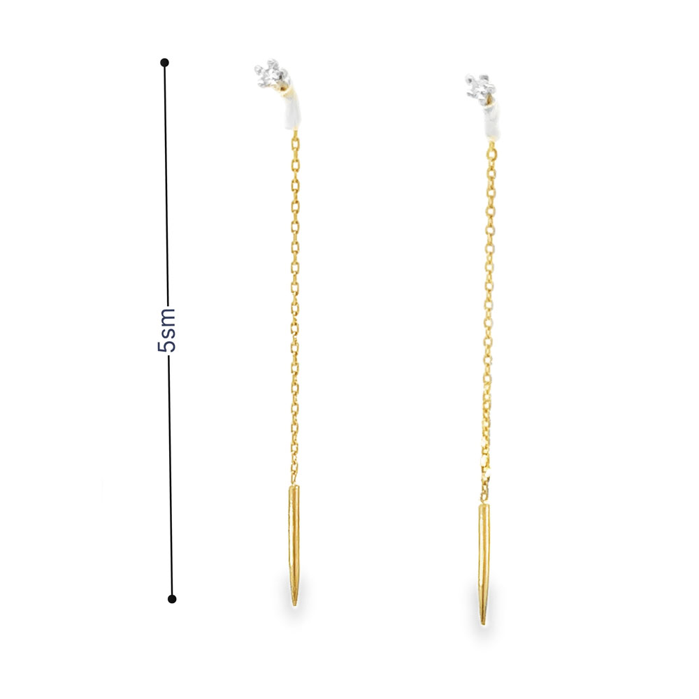 Диамантени висящи обеци през ухото