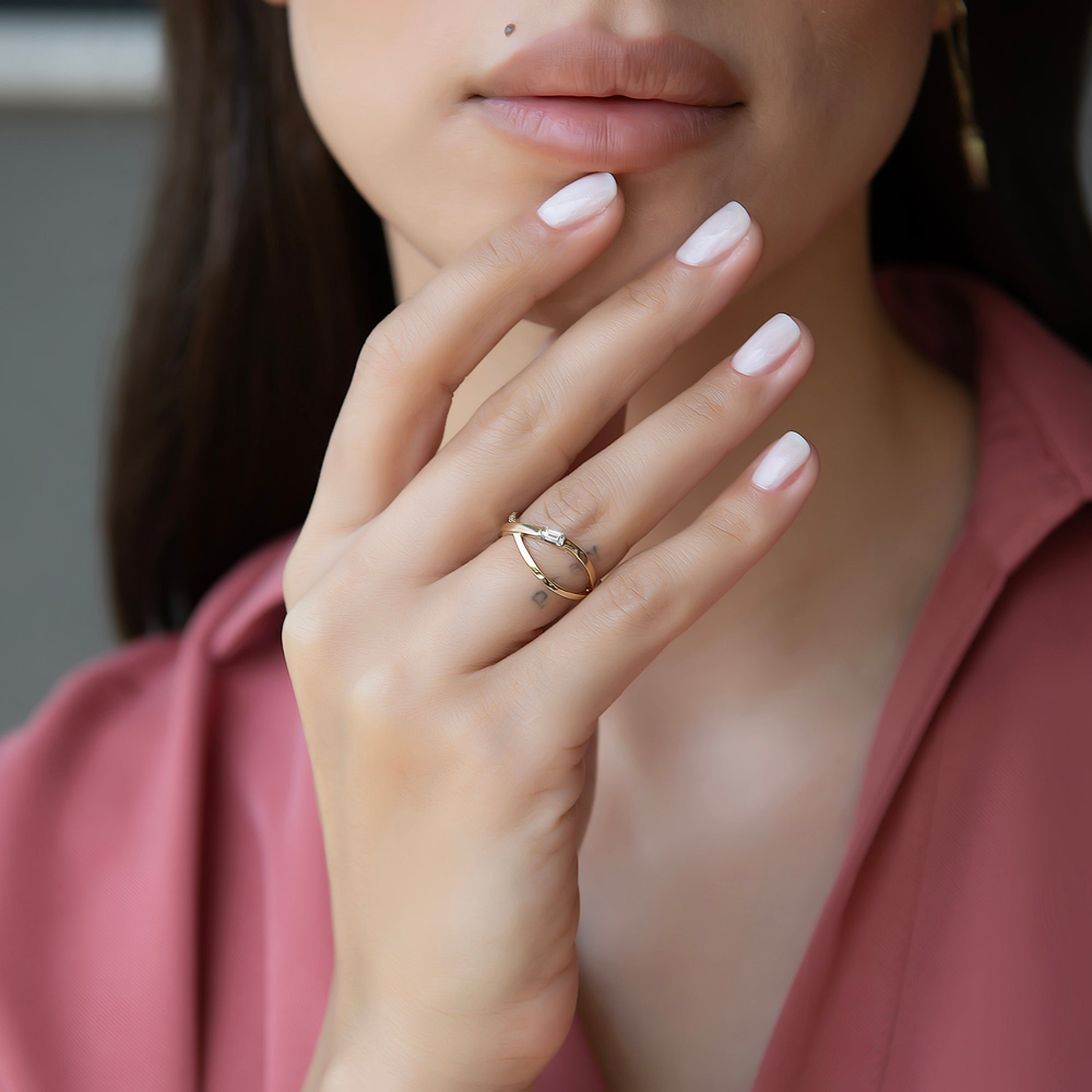 Златен пръстен бяло злато ALEXA