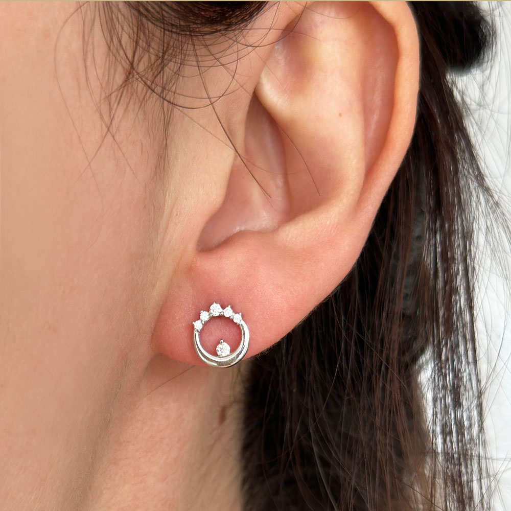 Обеци бяло злато на винт  ALISIA