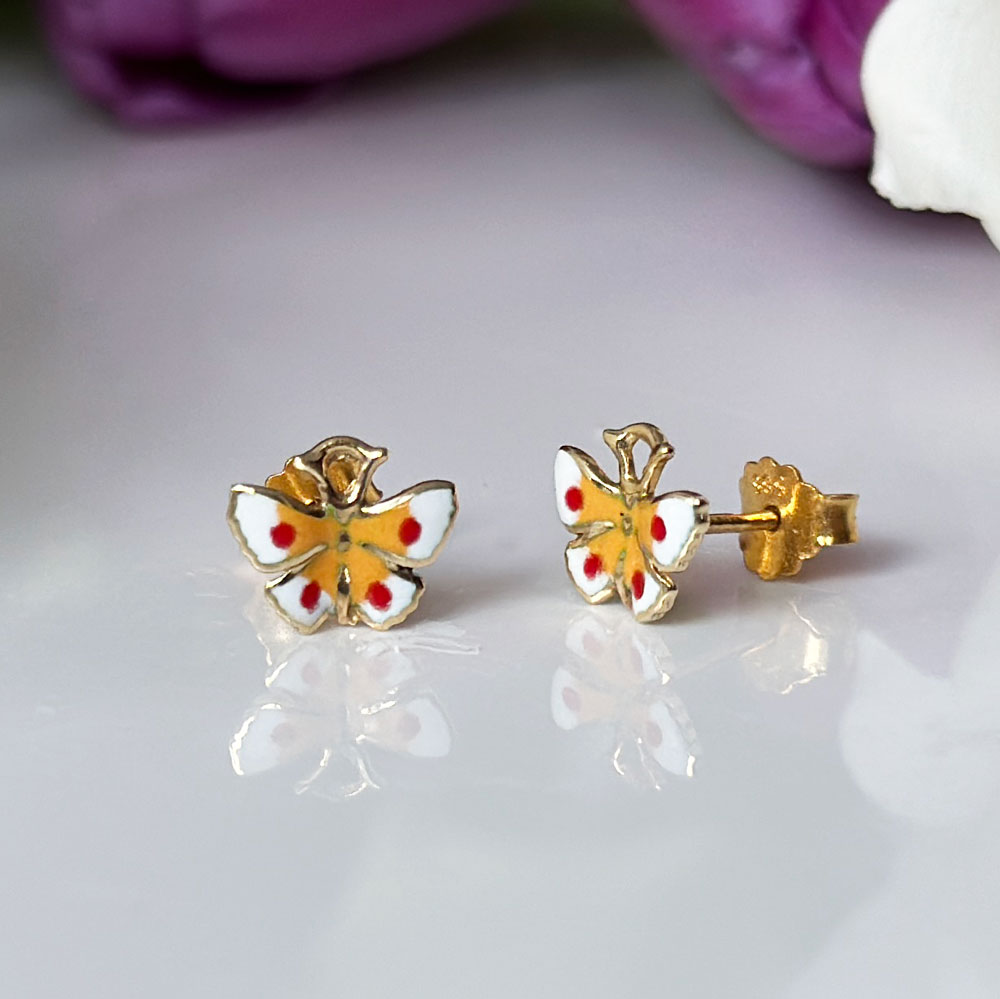 Обеци от жълто злато пеперуди  Pretty Orange