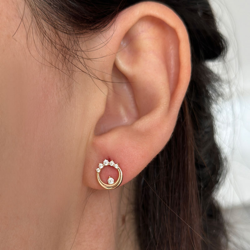 Обеци розово злато на винт ALISIA