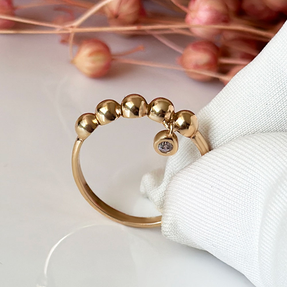 Пръстен розово злато с висулка