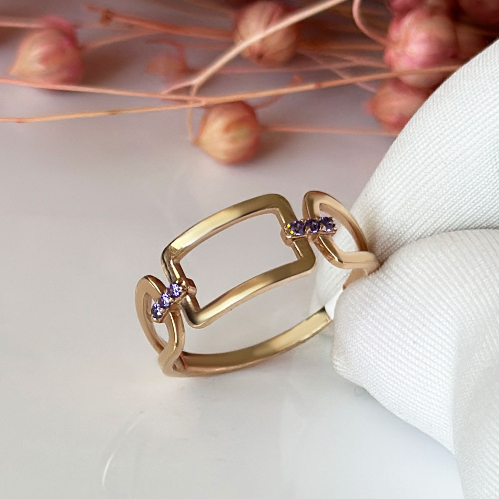 Розово злато пръстен с аметист FILIPA