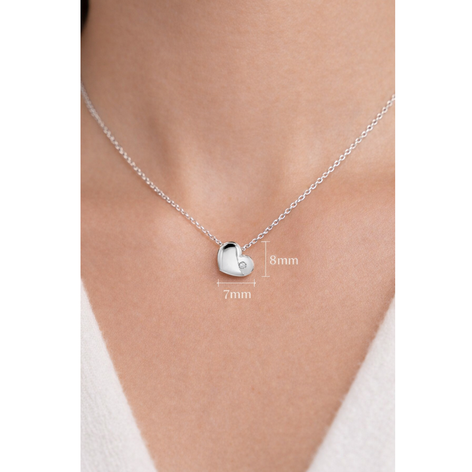 Колие сърце бяло злато  ARIA