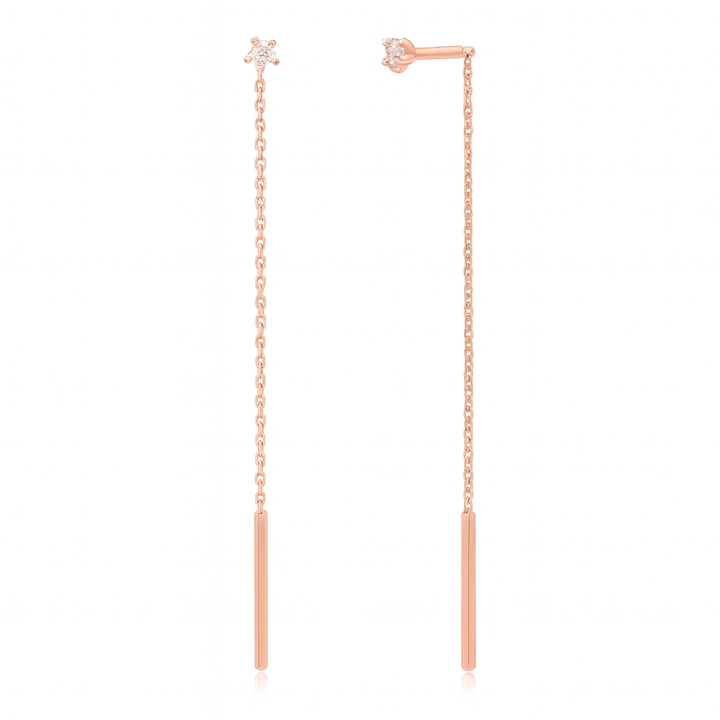 Диамантени висящи обеци през ухото