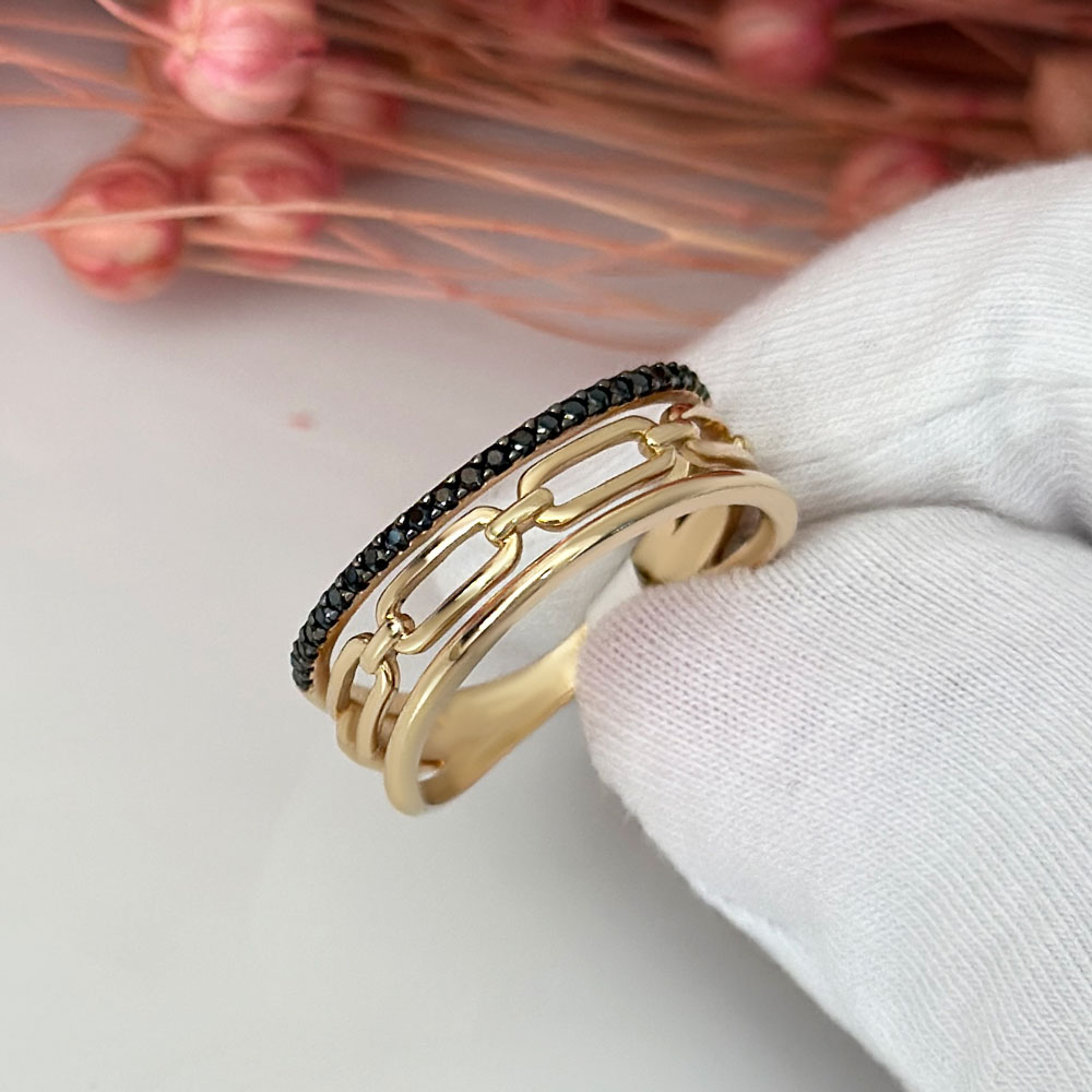 Пръстен  жълто злато TIARA BLACK