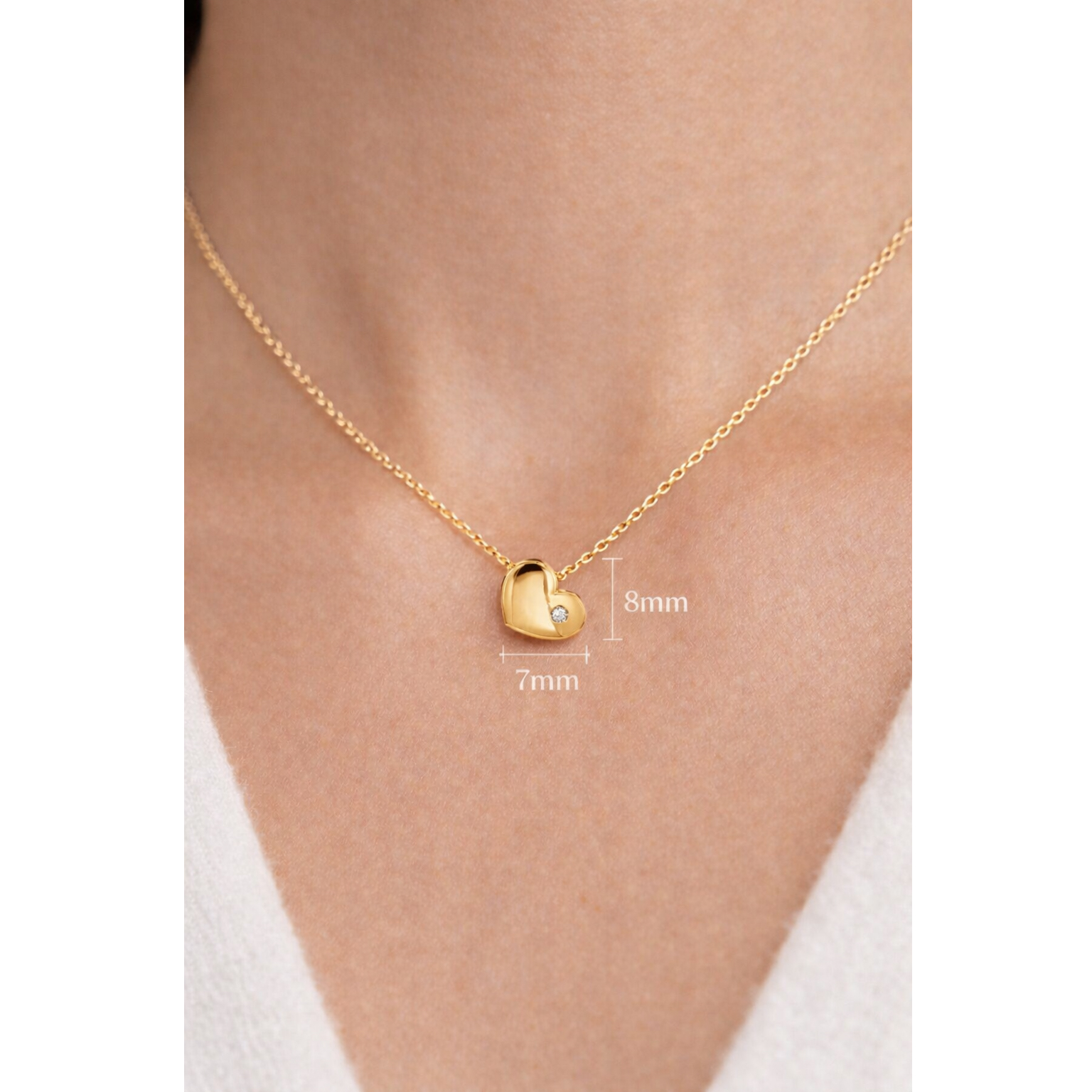 Колие сърце жълто злато ARIA