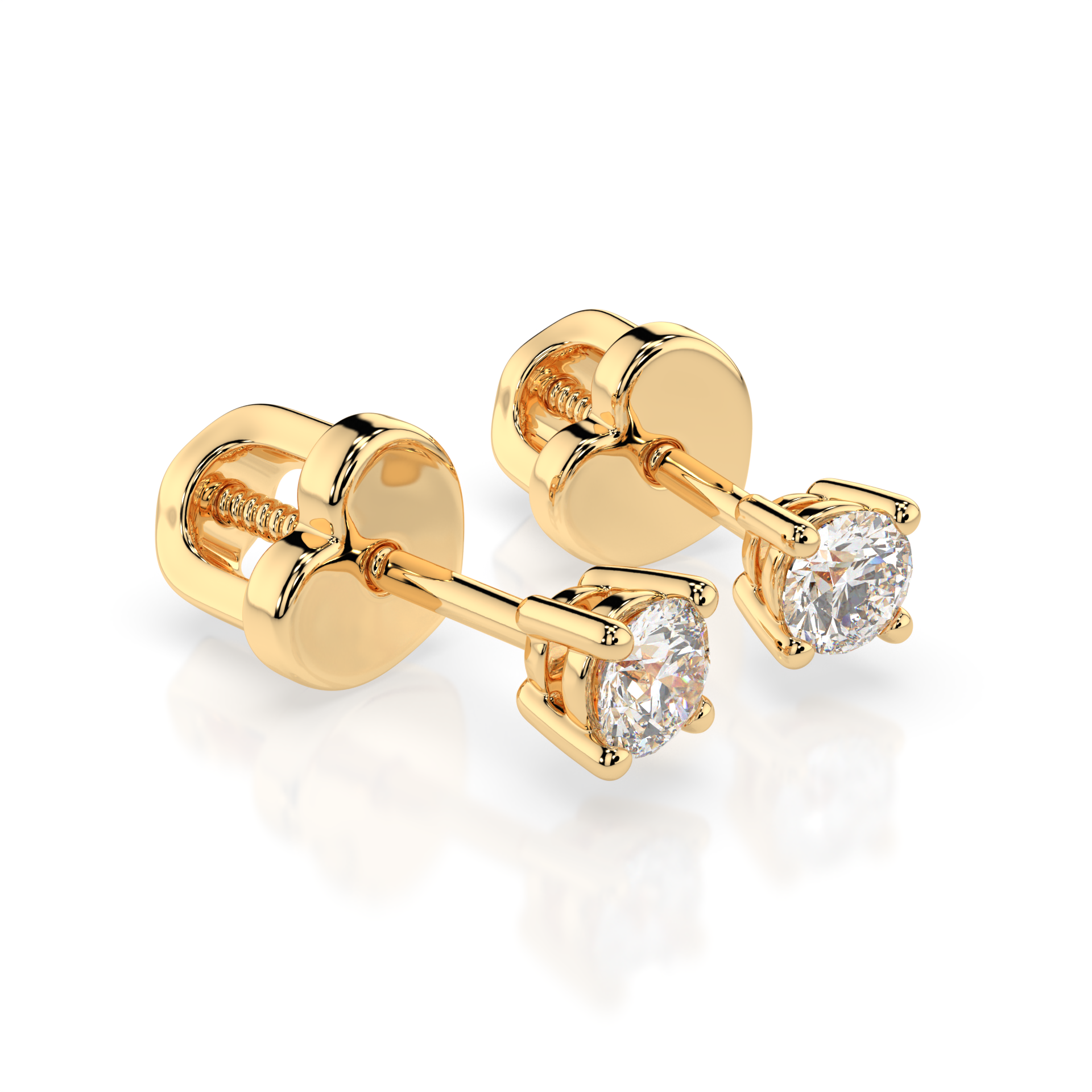 Златни обици с един диамант  GABI