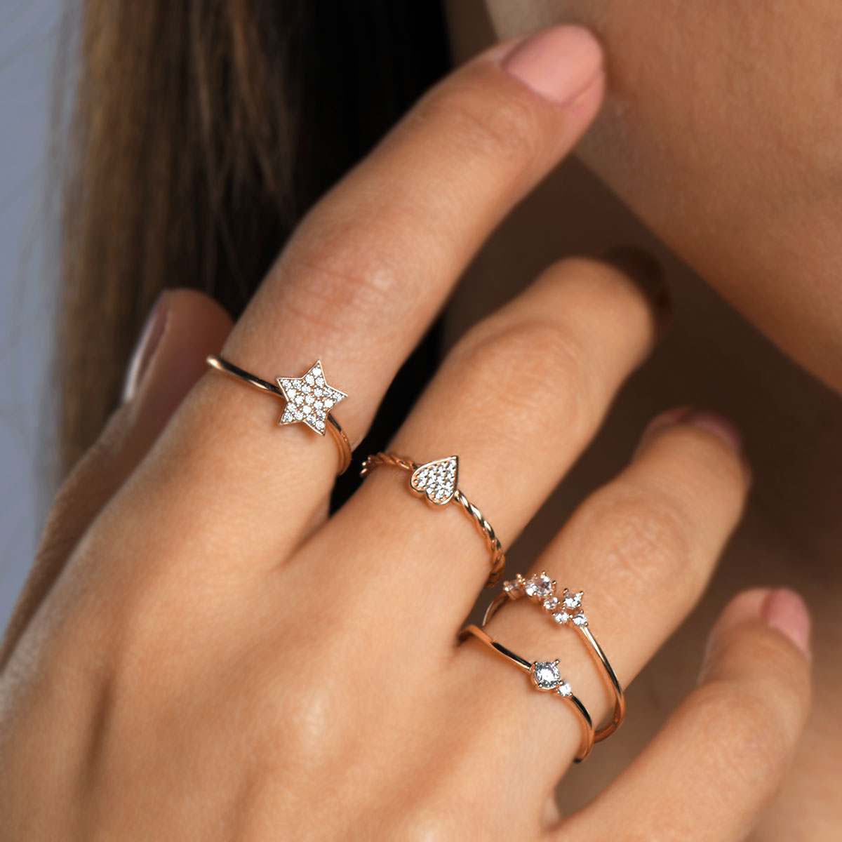 Златен пръстен от розово злато  Super Star