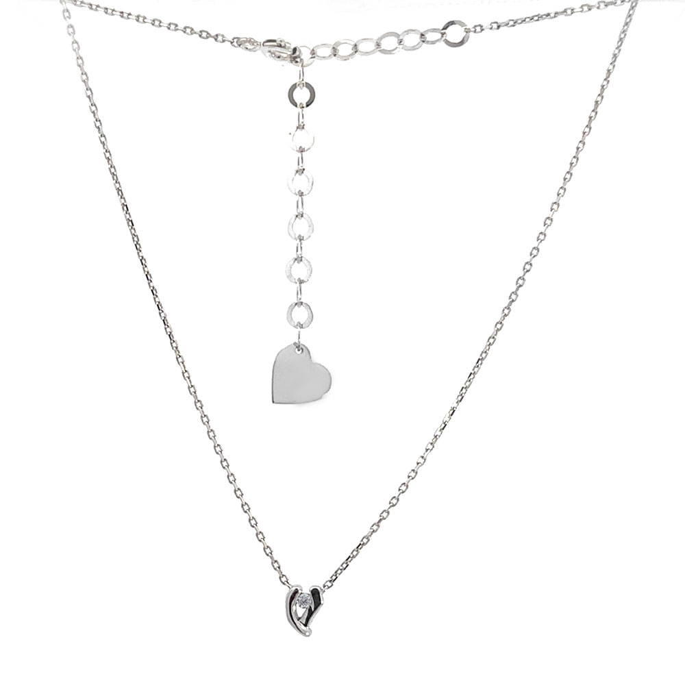 Колие бяло злато с един камък VIVIAN