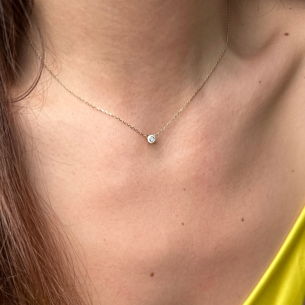 Колие жълто злато с бял емайл Edeline