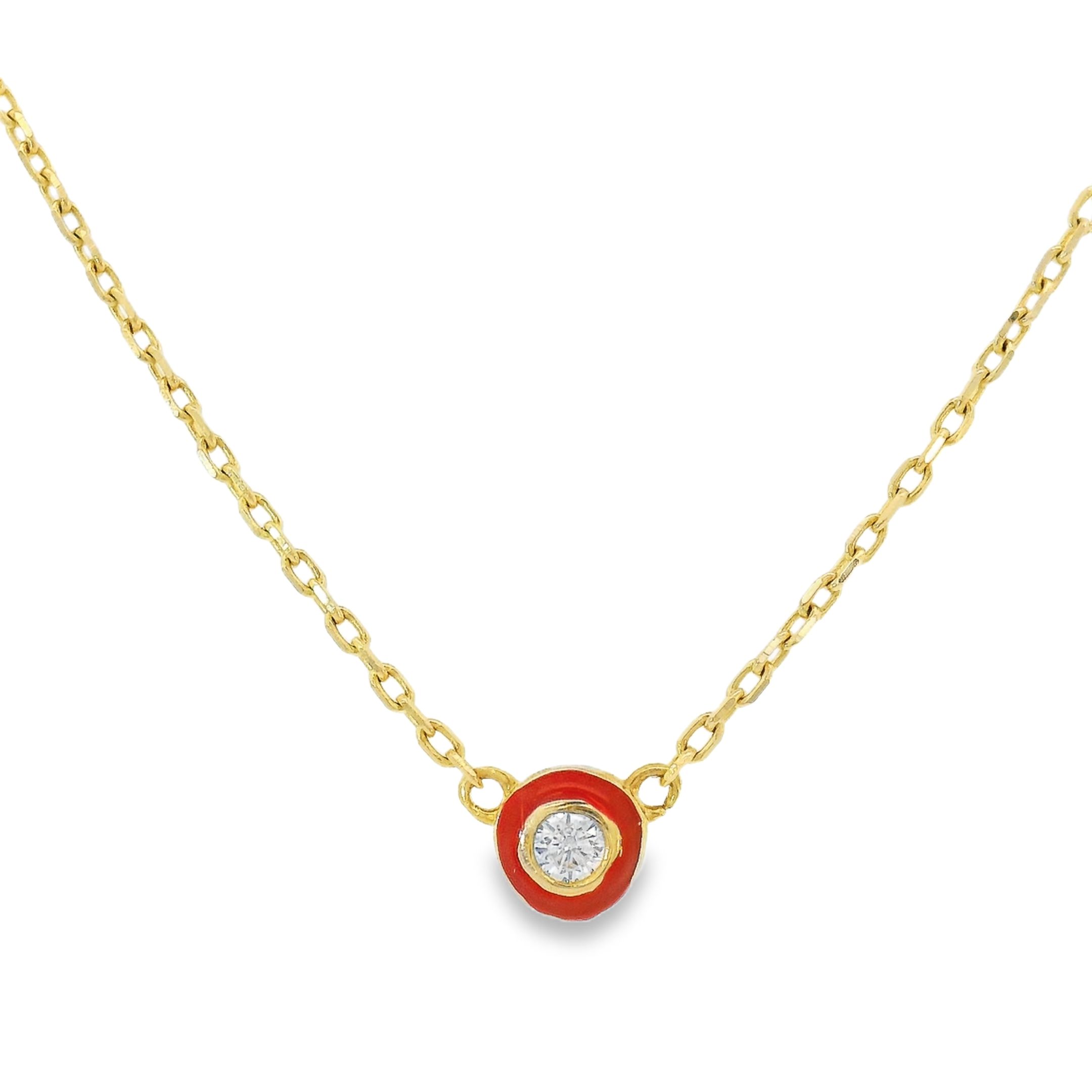 Колие жълто злато с червен емайл Edeline