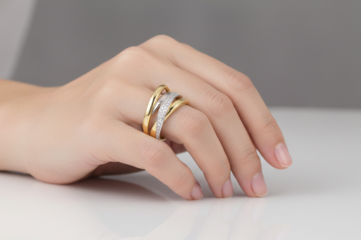 Златен пръстен бяло и жълто злато FILIPA