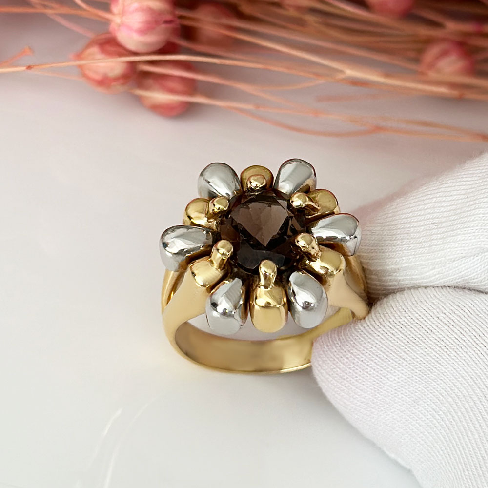 Масивен пръстен бяло и жълто GABI