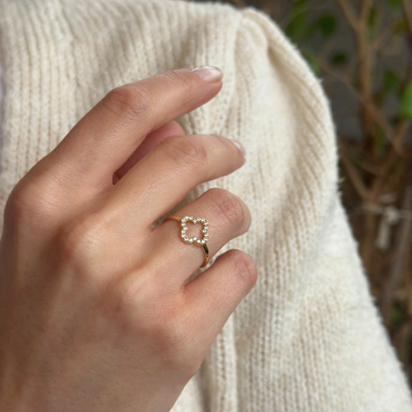 Пръстен бяло злато  Clover