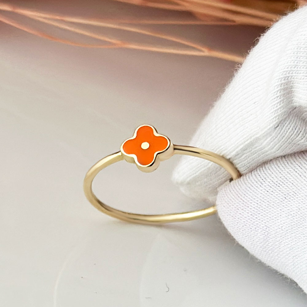 Пръстен жълто злато оранжева детелина