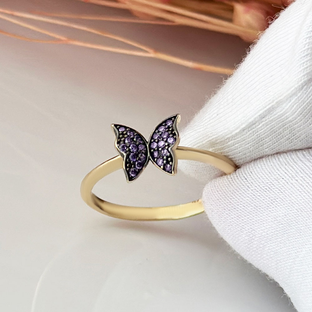 Пръстен жълто злато пеперуда Francheska VIOLET