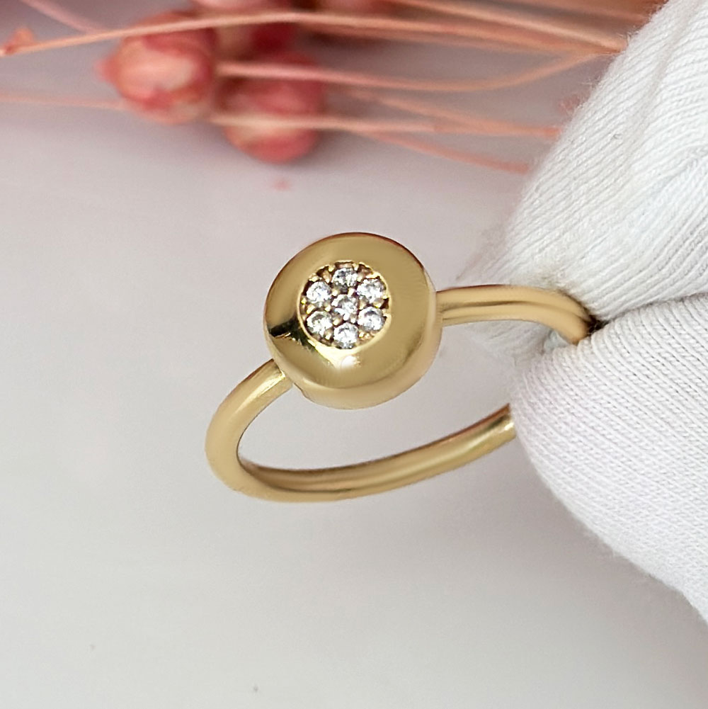 Пръстен жълто злато с циркон BEKI