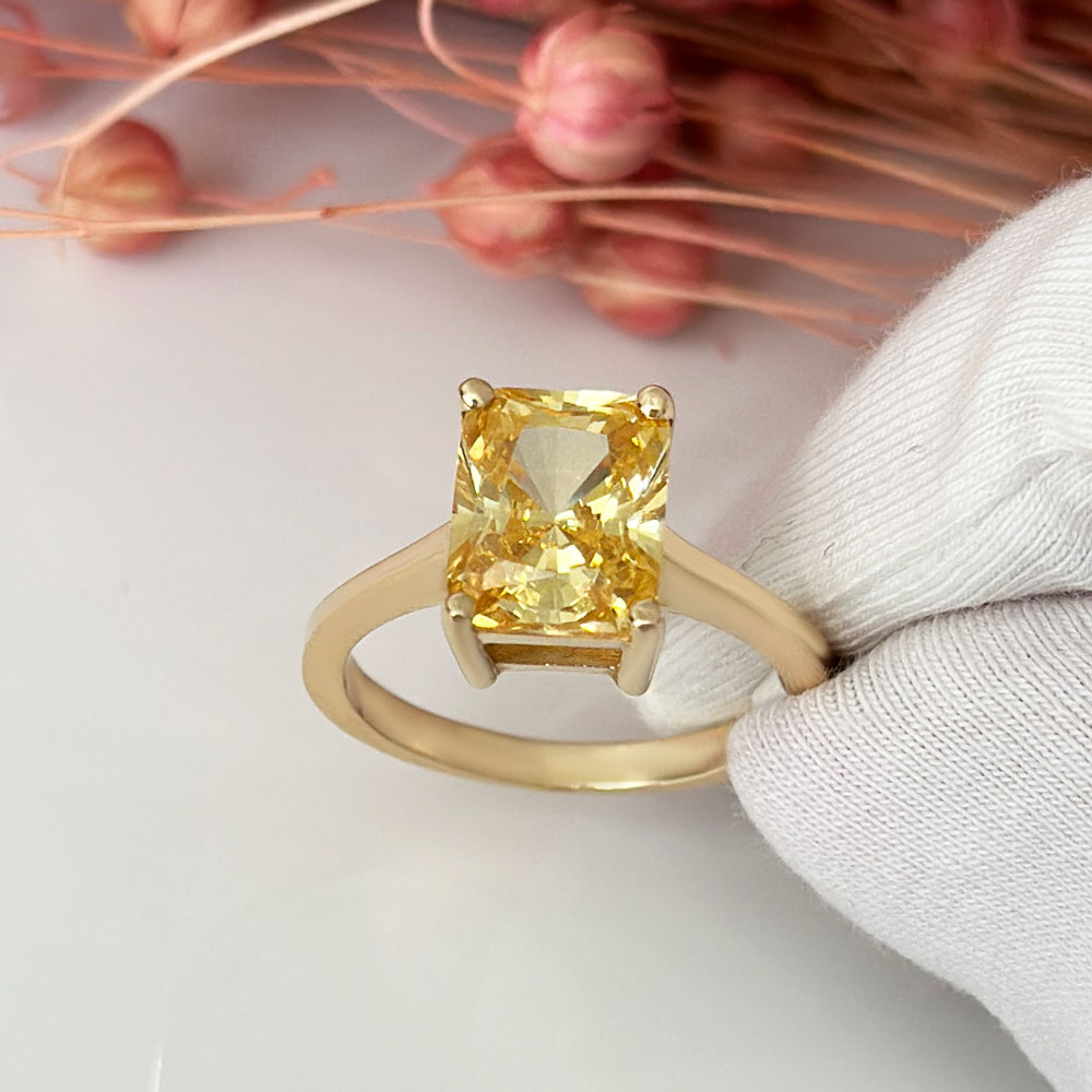 Пръстен жълто злато с цитрин SUZAN