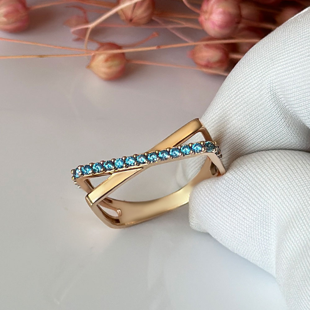 Пръстен розово злато с аквамарин JESSY