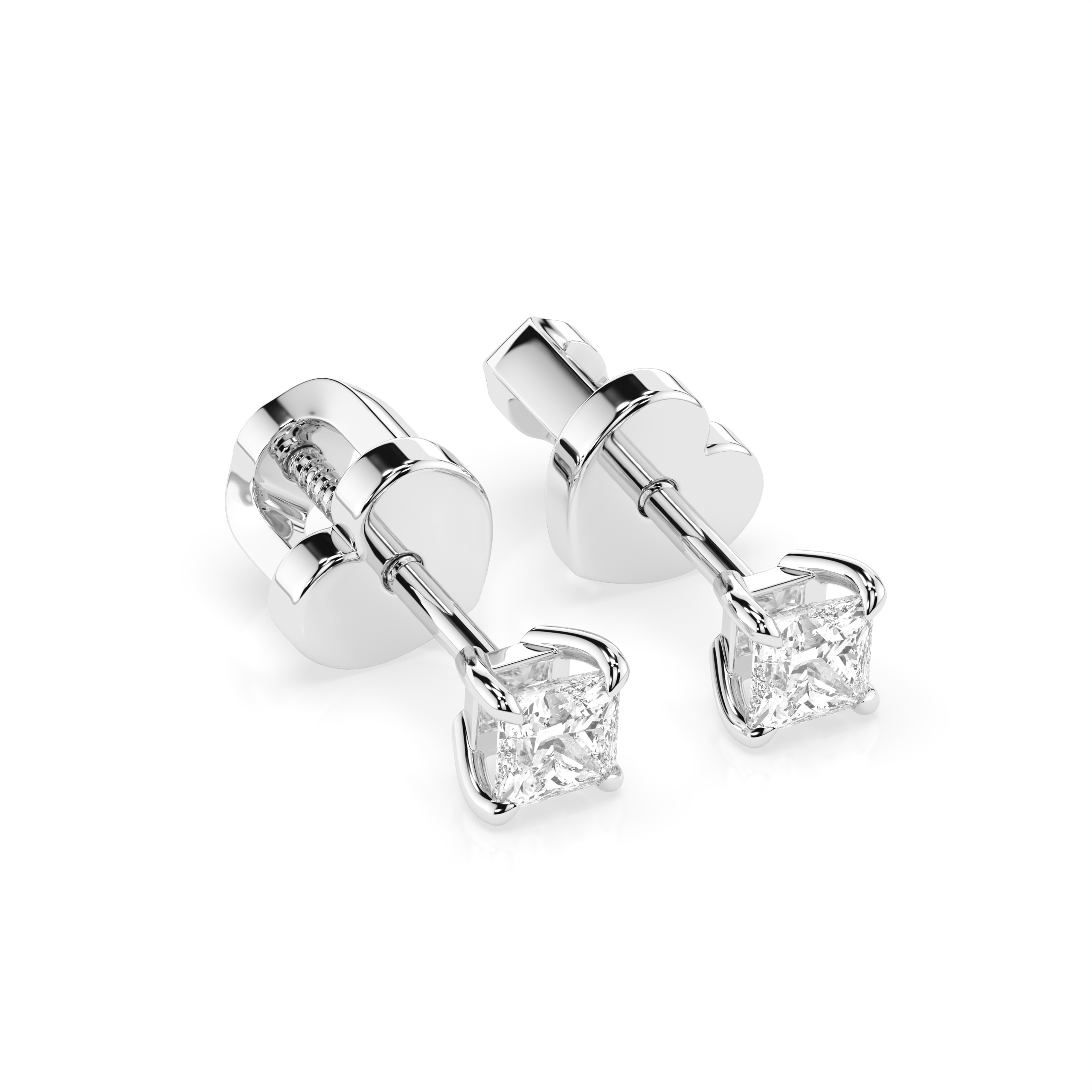 Диамантени обеци с квадратен диамант