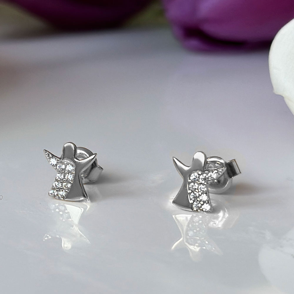 Обеци бяло злато ангелчета