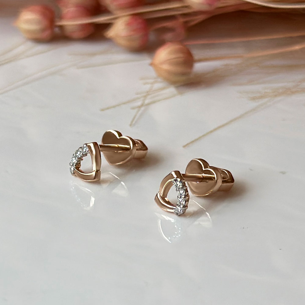 Диамантени обеци розово злато DJESI