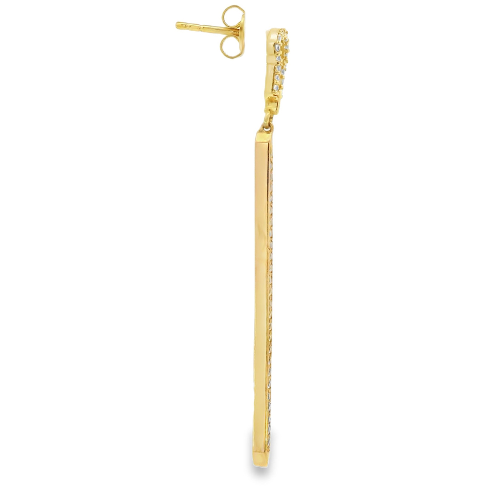 Дълги висящи обеци с камъни циркон