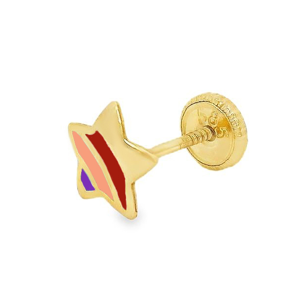 Детски златни обици STAR RED