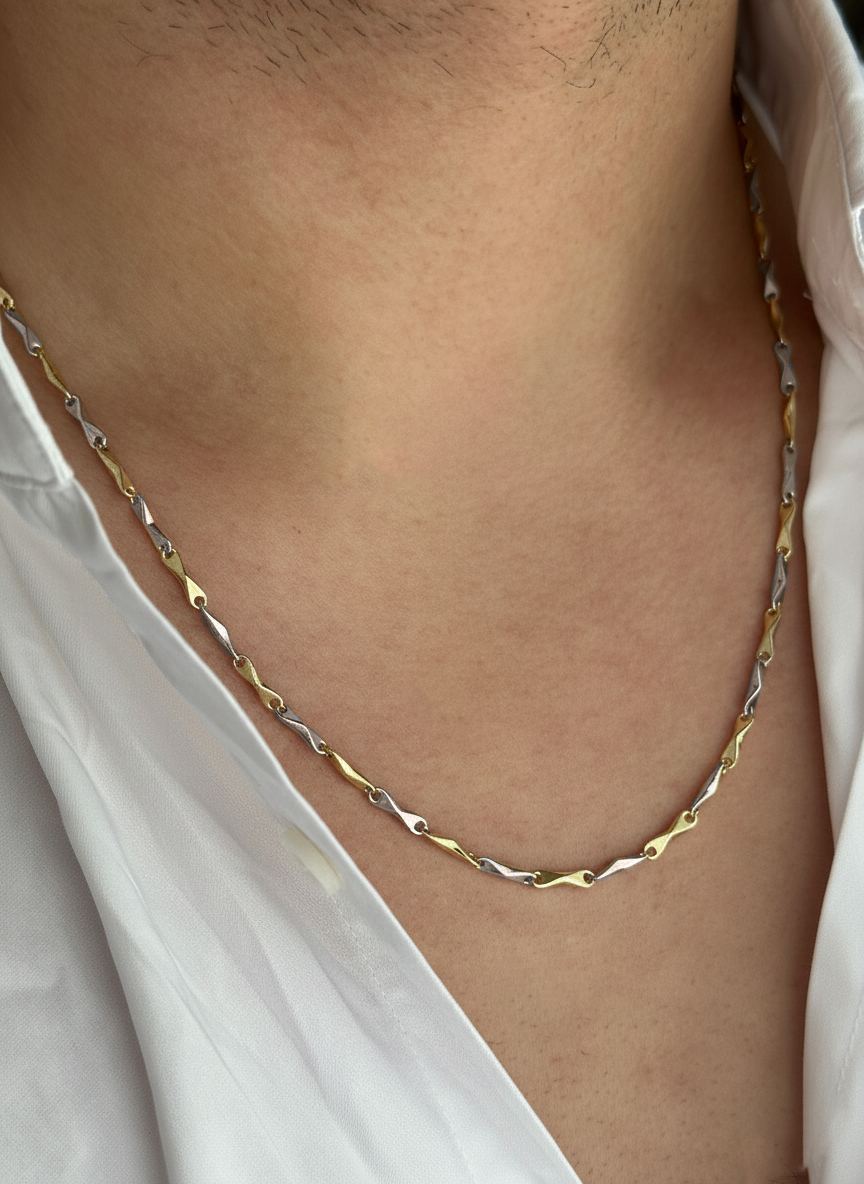 Златен синджир за мъж от бяло и жълто злато TEO