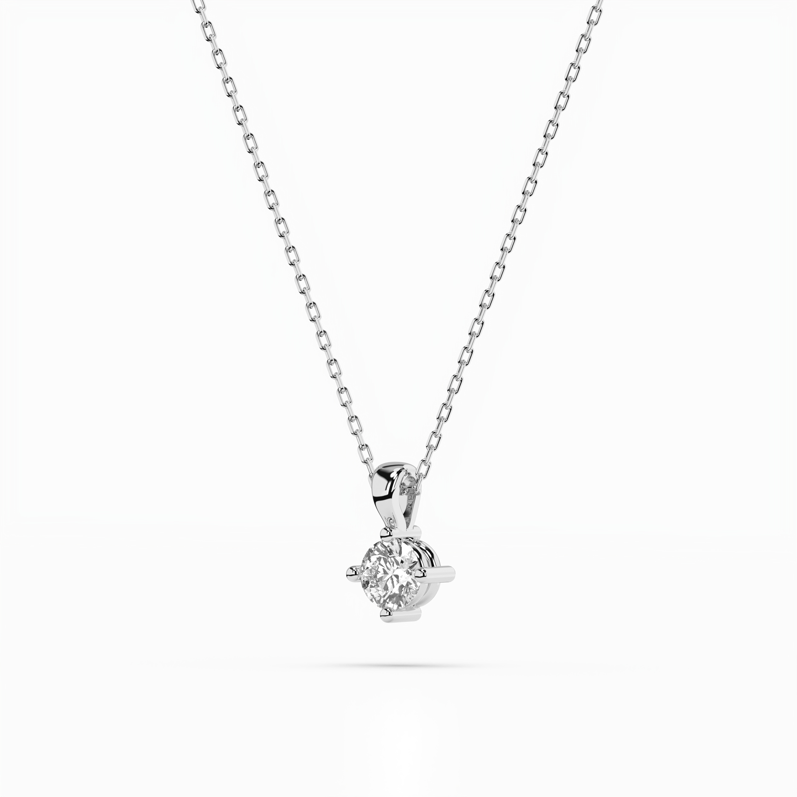 Златно колие бяло злато с един диамант VIVIAN