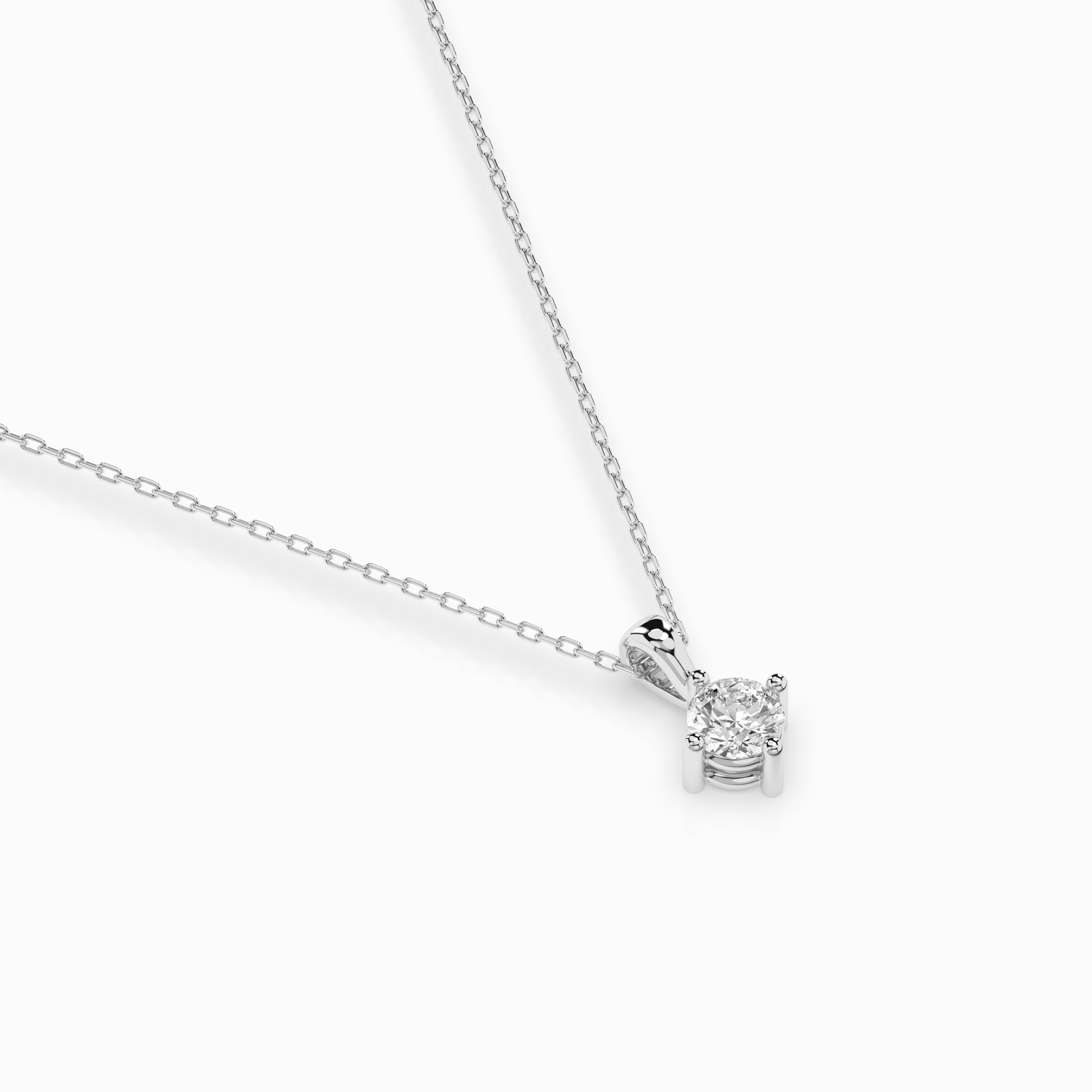 Златно колие бяло злато с един диамант VIVIAN