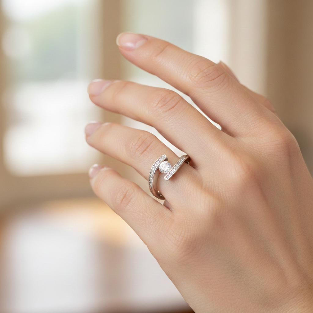 Годежен пръстен бяло злато RALI