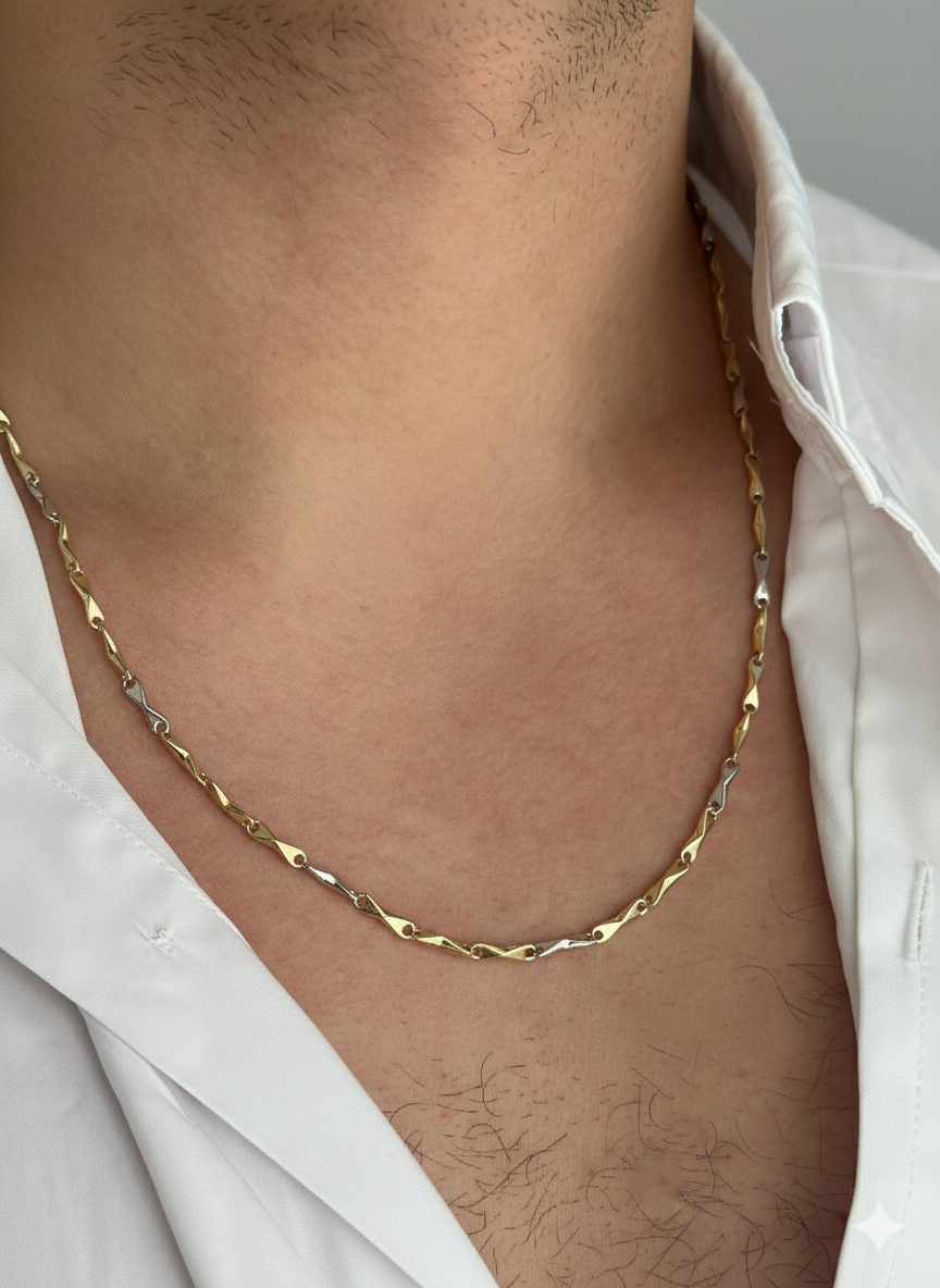 Мъжки златен синджир от бяло и жълто злато Samuel