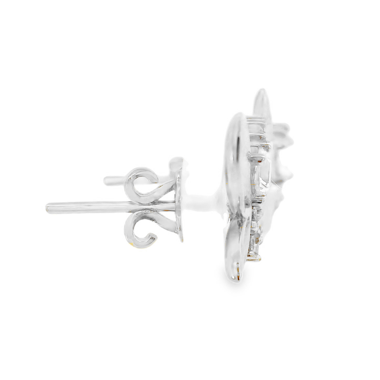 Обици бяло злато на винт KATRIN