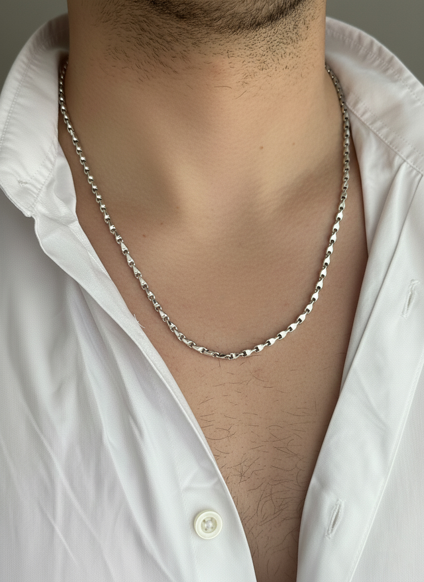 Златен мъжки синджир от бяло злато ALEX